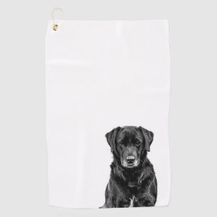 Cute Labrador Black Dog Puppy Pet Sketch Golf Towel