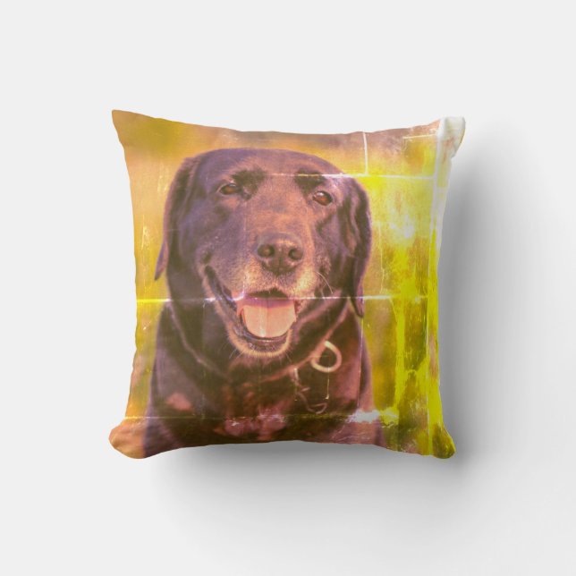 Cute Labrador Black Dog Puppy Pet Throw Pillow (Front)