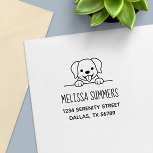 Cute Labrador Dog Peeking above Address Self-inking Stamp