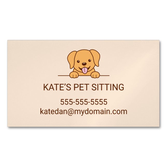 Cute Labrador Dog Pet Sitting Service Magnetic Business Card (Front)