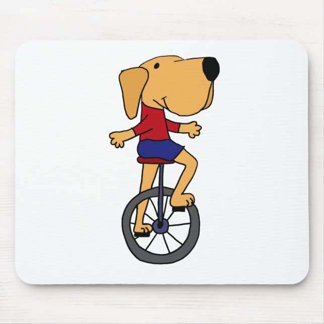 Cute Labrador Dog Riding Unicycle Cartoon Mouse Pad (Front)