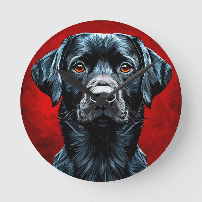 Cute labrador dog round clock (Front)