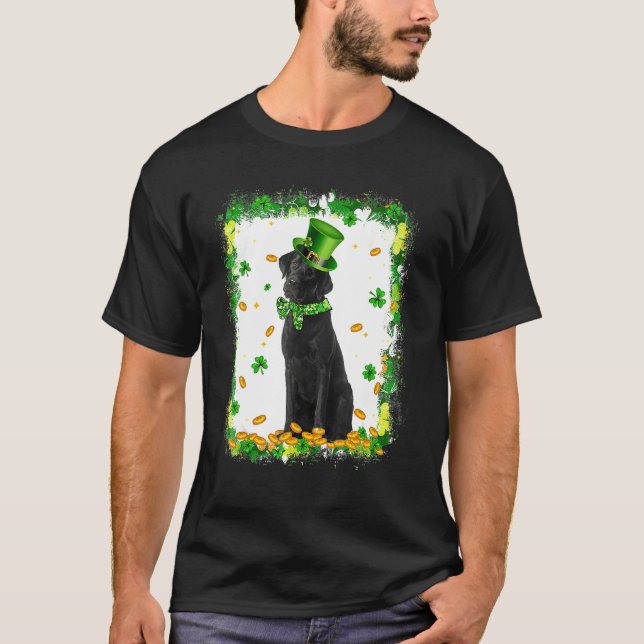 Cute Labrador Dog St Patricks Day Irish Shamrock B T-Shirt (Front)