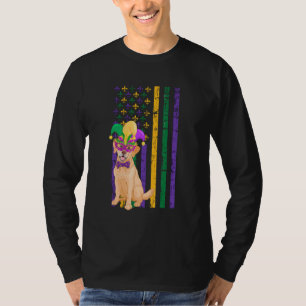 Cute Labrador Mardi Gras American Flag Dog T-Shirt