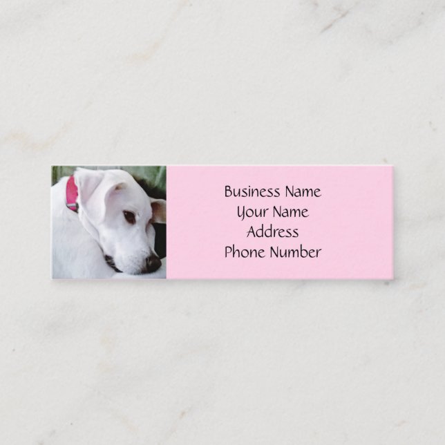Cute Labrador Mix Dog Pink Elegant Mini Business Card (Front)