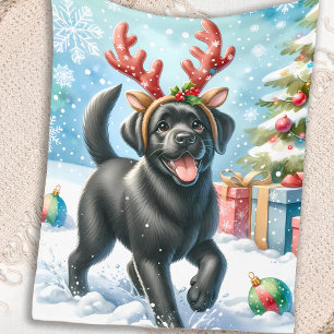 Cute Labrador Puppy Christmas Holiday Dog Lover Fleece Blanket