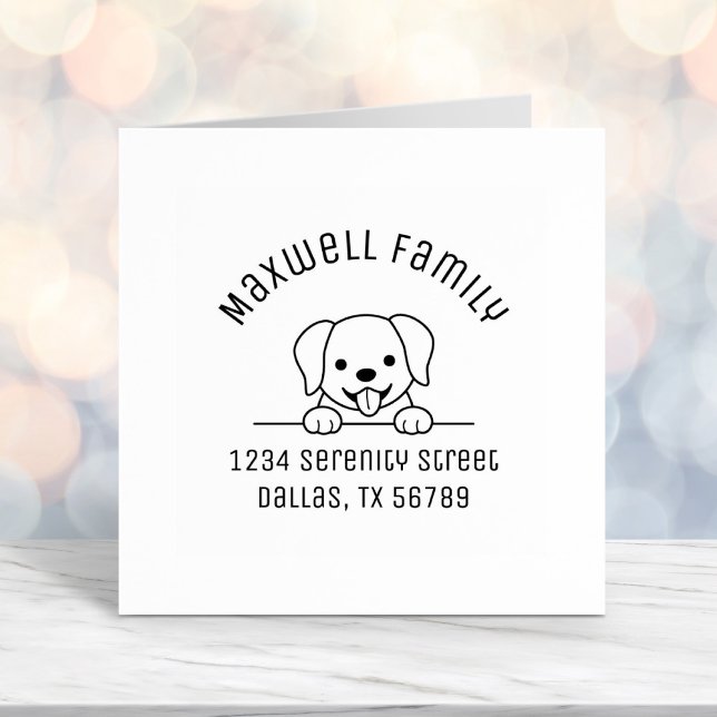 Cute Labrador Retriever Arch Family Address Self-inking Stamp (Creator Uploaded)