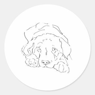 Cute Labrador Retriever Card, Dog Drawing Classic Round Sticker