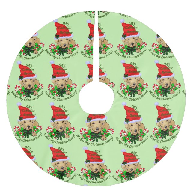 Cute Labrador Retriever Christmas Brushed Polyester Tree Skirt (Front)