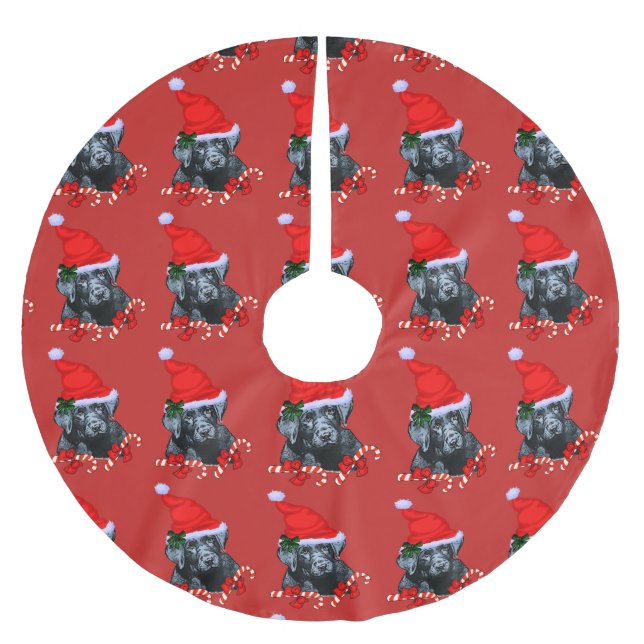 Cute Labrador Retriever Christmas Brushed Polyester Tree Skirt (Front)