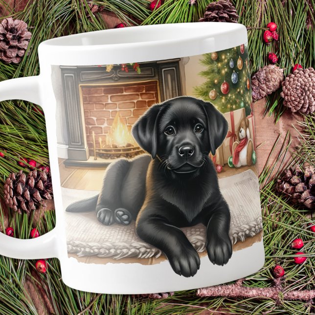 Cute Labrador Retriever Christmas Holiday Puppy Large Coffee Mug (Creator Uploaded)