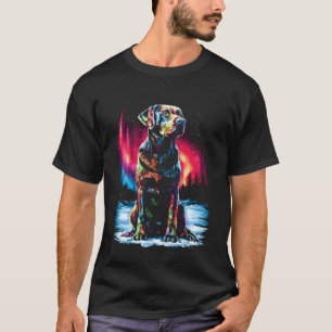 Cute Labrador Retriever Dog Aurora Borealis Winter T-Shirt