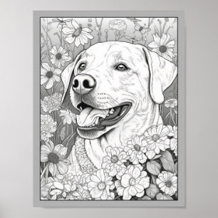 Cute Labrador Retriever Dog Colouring Poster