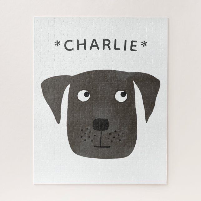 Cute Labrador Retriever Dog Custom Name Jigsaw Puzzle (Vertical)