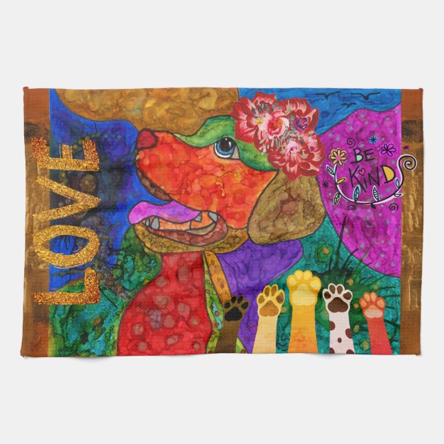 Cute Labrador Retriever Dog Kitchen Towel (Horizontal)