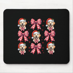 Cute Labrador Retriever Dog Red Plaid Coquette Bow Mouse Pad