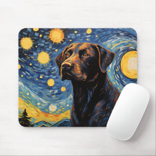 Cute Labrador Retriever Dog Starry Night Mouse Pad