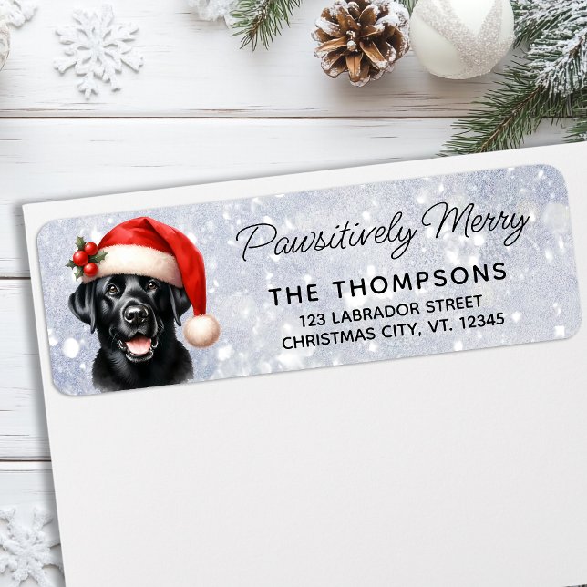Cute Labrador Retriever Festive Dog Return Address Label (Creator Uploaded)