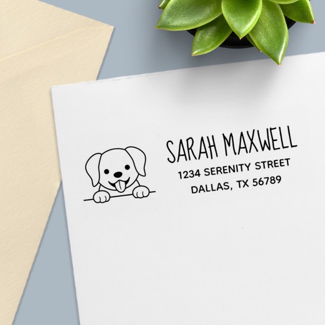 Cute Labrador Retriever Pet Address Self-inking Stamp (Creator Uploaded)