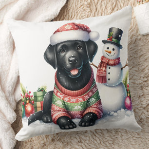 Cute Labrador Retriever Puppy Dog Christmas Cushion