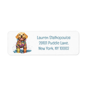 Cute Labrador Retriever Rain Puddle Return Address Label