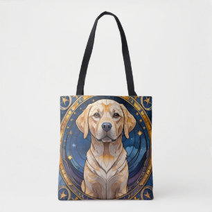 Cute Labrador Retriever Stained Glass Night Sky Tote Bag