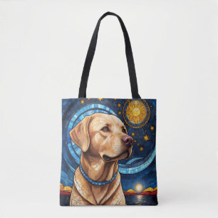 Cute Labrador Retriever Stained Glass Sky Sun Tote Bag