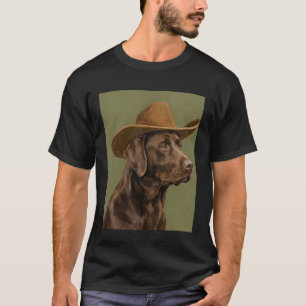 Cute Labrador Retriever Wearing a Cowboy Hat Long T-Shirt