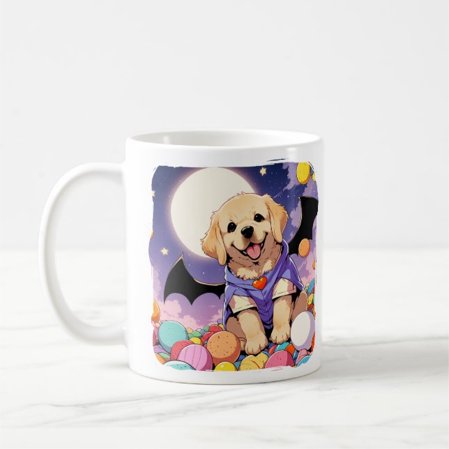 Cute Labrador Retriever with halloween candy Coffee Mug (Left)