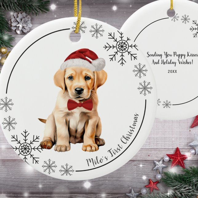 Cute Labrador Retriever's  First Christmas Ceramic Ornament (Creator Uploaded)