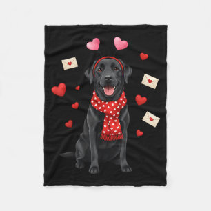 Cute Labrador Valentine’s Day Dog Mom - Funny Blac Fleece Blanket