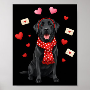 Cute Labrador Valentine’s Day Dog Mom - Funny Blac Poster