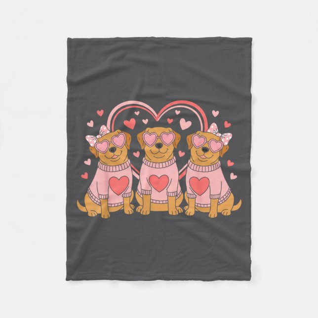 Cute Labrador Valentines Heart Dog Lover Men Women Fleece Blanket (Front)
