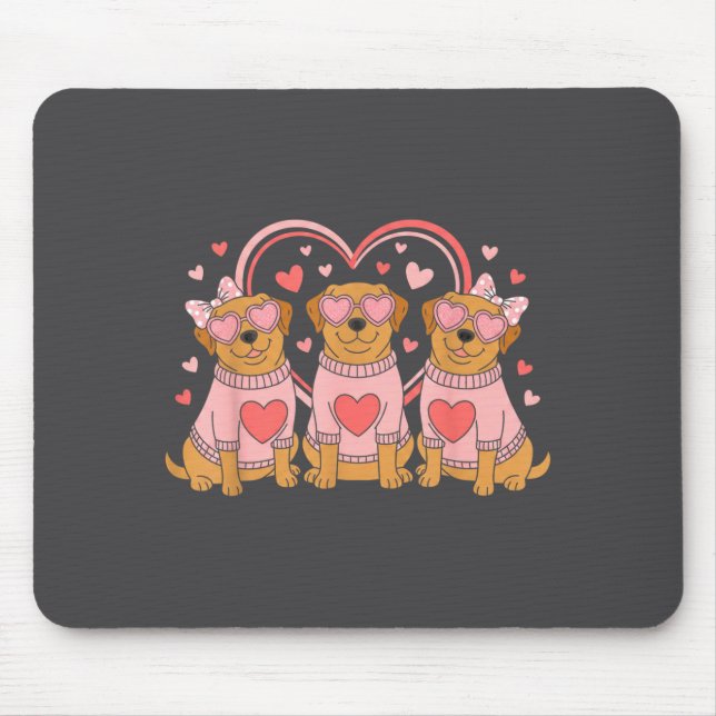 Cute Labrador Valentines Heart Dog Lover Men Women Mouse Pad (Front)