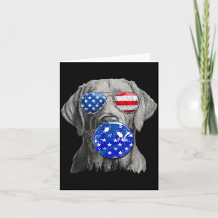 Cute Labrador Wearing Usa Flag Sungles 4th Of July Card