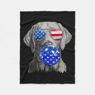 Cute Labrador Wearing Usa Flag Sungles 4th Of July Fleece Blanket