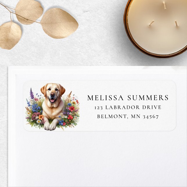 Cute Labrador Wildflowers Return Address Label (Creator Uploaded)