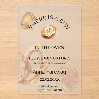 cute Lace Border Cinnamon Roll Baby Shower Acrylic Invitations