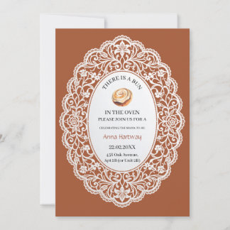 cute Lace Border Cinnamon Roll Baby Shower Invitation