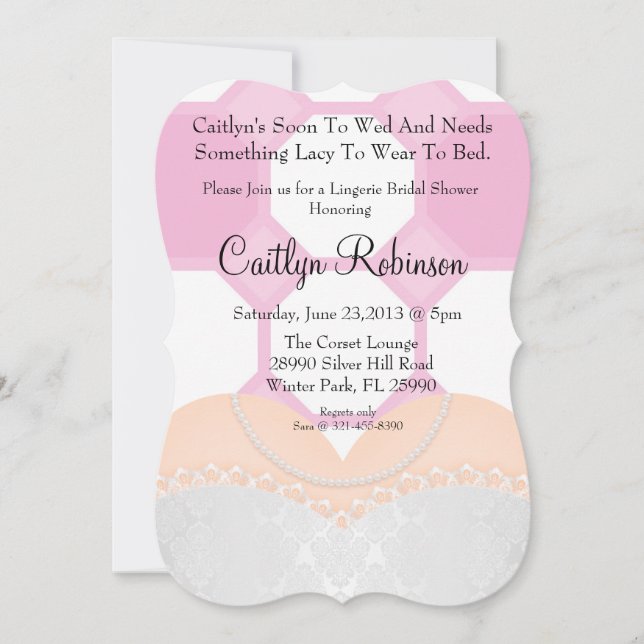 Cute Lace Bra Lingerie Bridal Shower Invitation (Front)