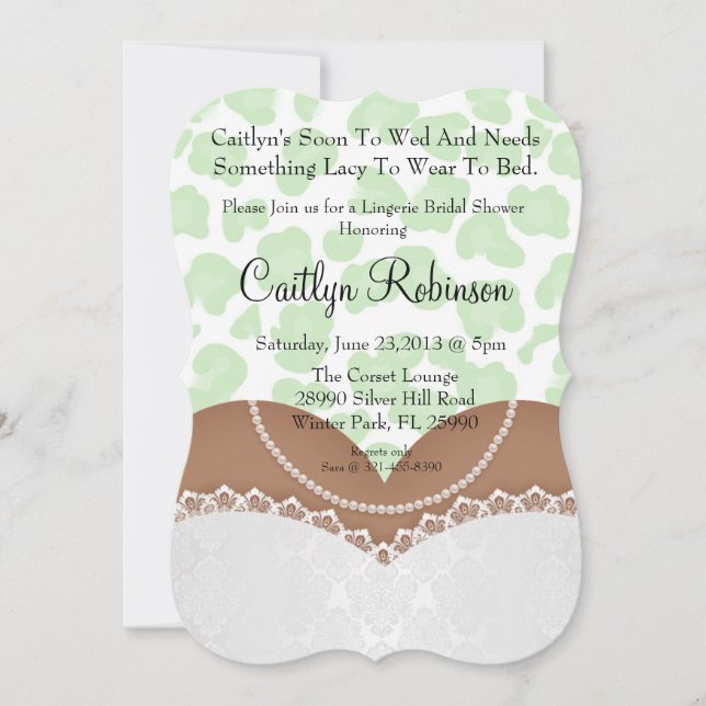 Cute Lace Bra Lingerie Bridal Shower Invitation (Front)
