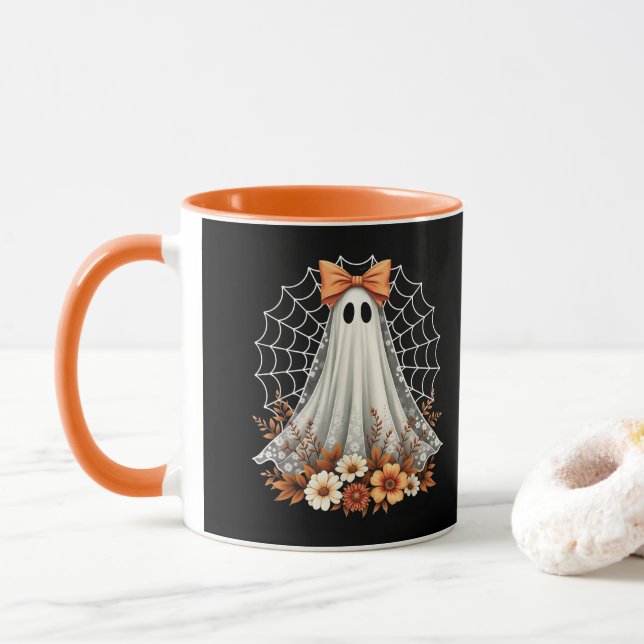 Cute Lace Ghost halloween Mug (With Donut)