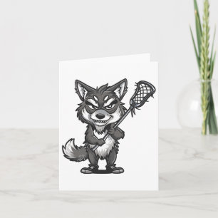 Cute Lacrosse Grey Wolf Card