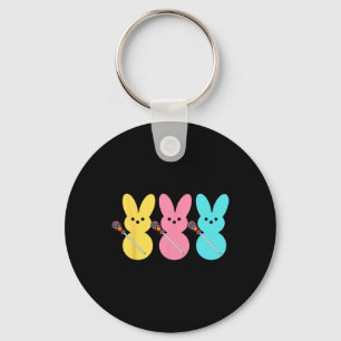 Cute Lacrosse Player Bunny Kids Boys Easter Lacros Key Ring