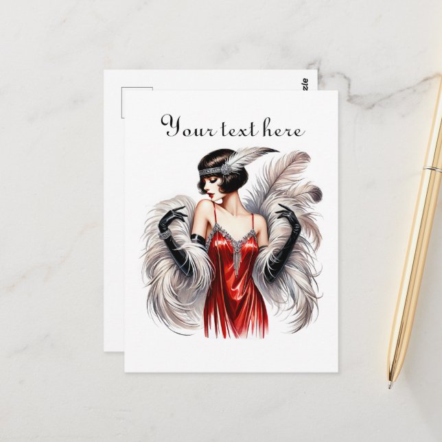 Cute lady add text  postcard (Front/Back In Situ)