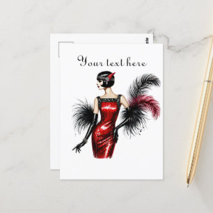 Cute lady add text postcard