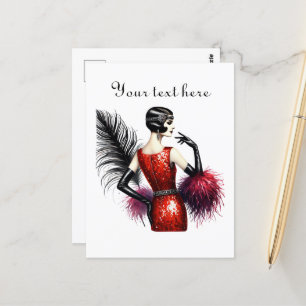 Cute lady add text postcard
