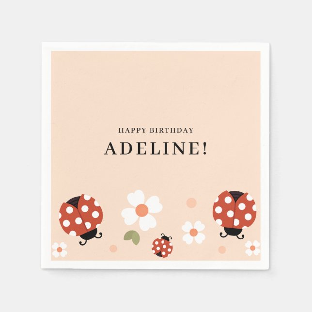 Cute Lady Bug Birthday Party  Napkin (Front)