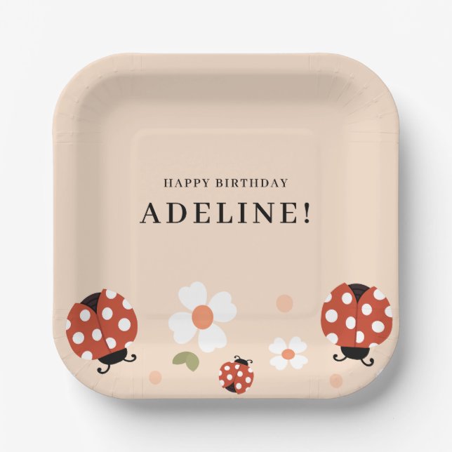 Cute Lady Bug Birthday Party  Paper Plate (Front)
