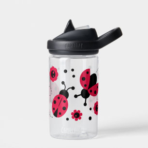 Cute Lady Bug Flower Pattern Water Bottle